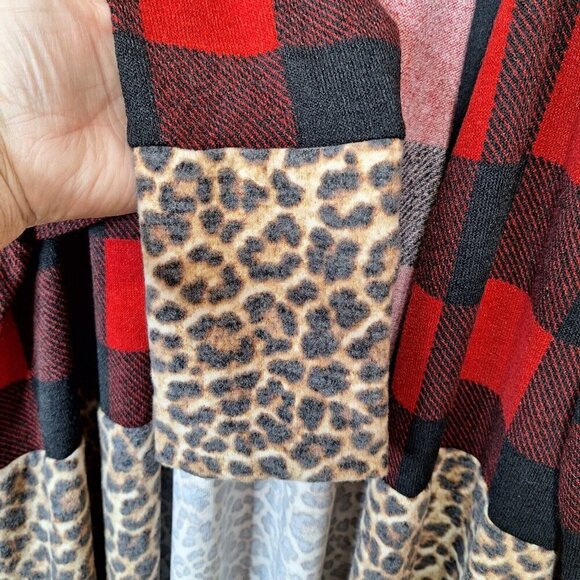 7th Ray Womens 3XL Open Front Long Duster Sweater Cardigan Mixed Print Long Knit - Picture 5 of 10